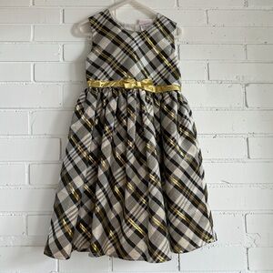 Nanette Kids 5T Gold Metallic Plaid Holiday Dress Party Twirl Fit & Flare